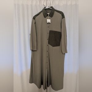 Sunja Link Green Long Shirt Dress